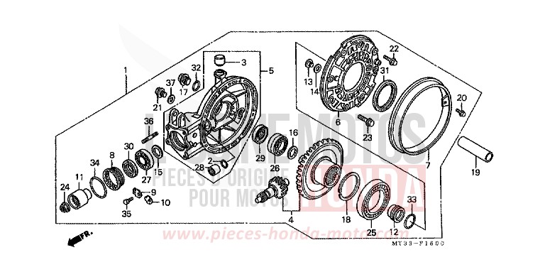 FINAL DRIVEN GEAR (ST1100L/M/N/P/R) for Pan-European EURO GRAY METALLIC (NH284D) from 1992