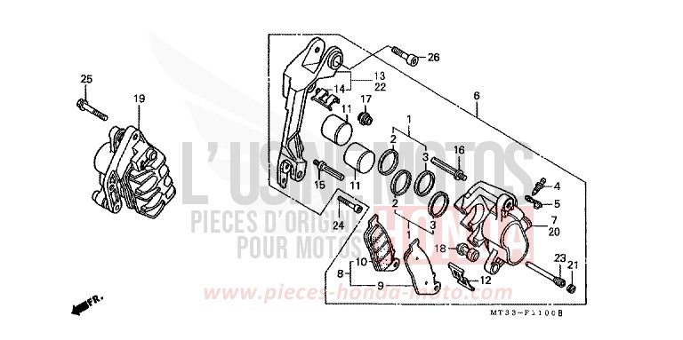 FRONT BRAKE CALIPER (ST1100L/M/N/P/R) for Pan-European BLACK (NH1D) from 1994