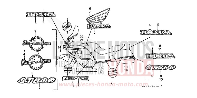 MARK (ST1100N/P/R/AN/AP/AR) for Pan-European GRAND GREEN METALLIC (G137D) from 1994