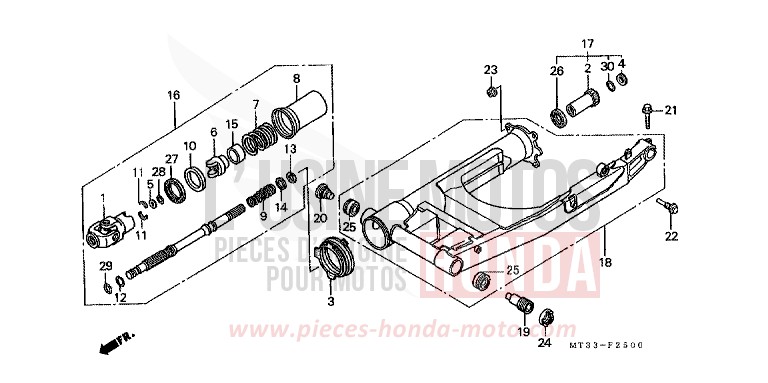 SWINGARM for Pan-European PEARL MULBERRY RED (R178P) from 1994