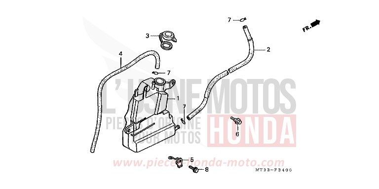 RESERVE TANK (ST1100L/M/N/P/R) for Pan-European PRARL ARDENT RED (R170D) from 1994