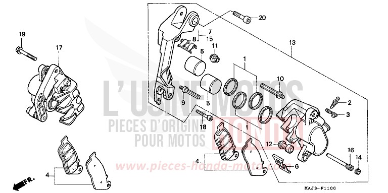 FRONT BRAKE CALIPER (ST1100) for Pan-European CANDY WINE BERRY RED-U (R114) from 1996