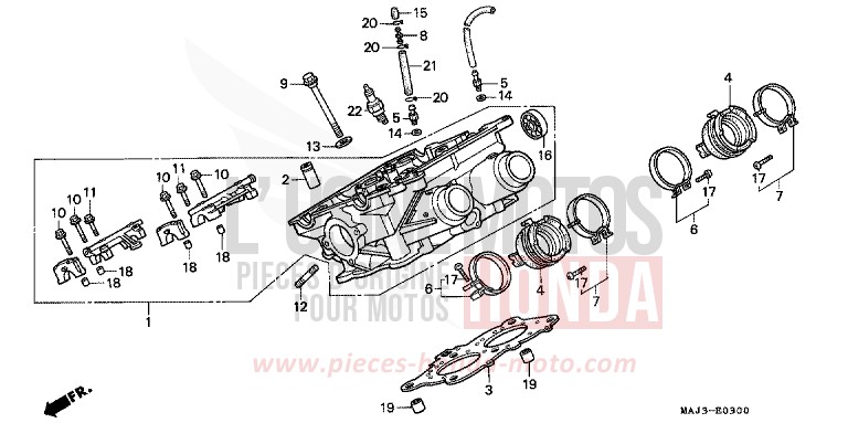 RIGHT CYLINDER HEAD for Pan-European MUTE BLACK METALLIC (NH359) from 1996