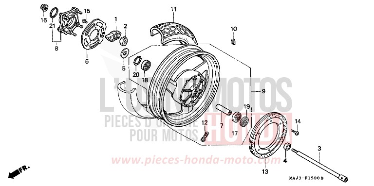 REAR WHEEL (ST1100) for Pan-European CANDY WINE BERRY RED-U (R114) from 1997