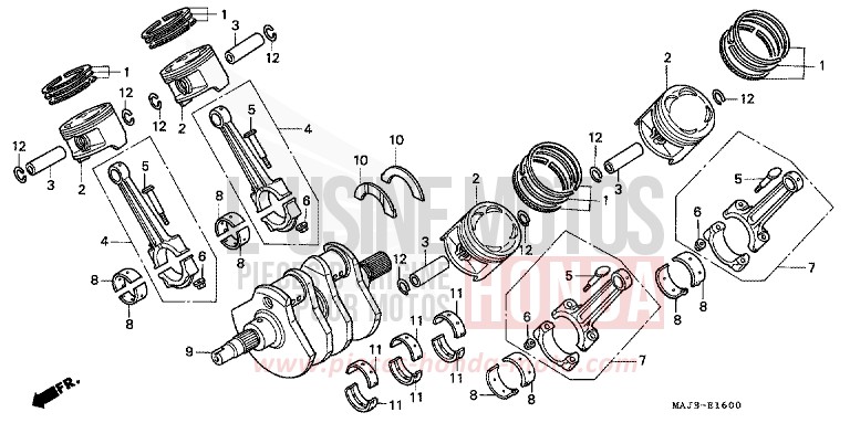 CRANKSHAFT/PISTON for Pan-European MUTE BLACK METALLIC (NH359) from 1997
