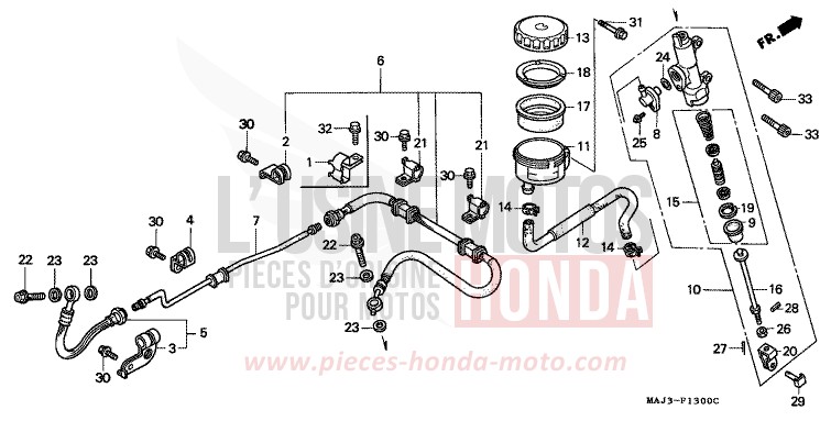 REAR BRAKE MASTER CYLINDER (ST1100) for Pan-European MUTE BLACK METALLIC (NH359) from 1997