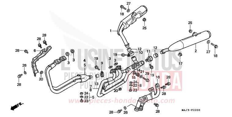 EXHAUST MUFFLER for Pan-European MUTE BLACK METALLIC (NH359) from 1997
