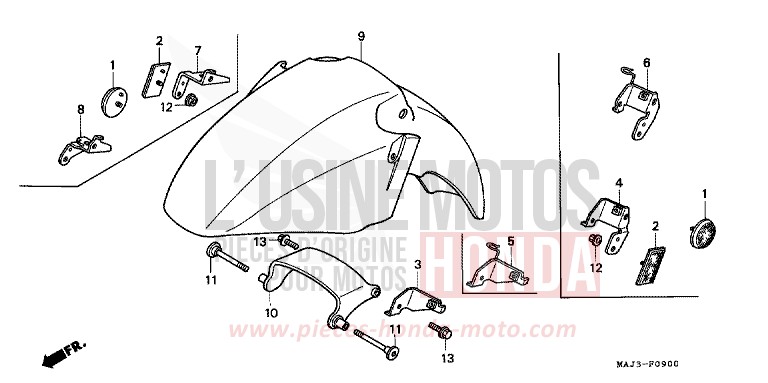 FRONT FENDER (ST1100/ST1100AS) for Pan-European CANDY WINE BERRY RED-U (R114) from 1998