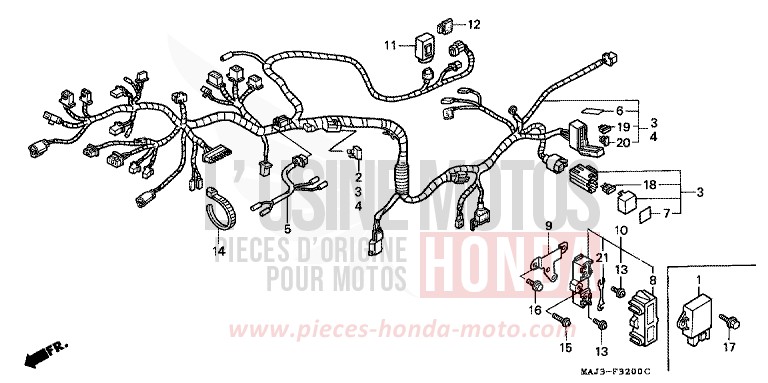 WIRE HARNESS (ST1100) for Pan-European CANDY WINE BERRY RED-U (R114) from 1998