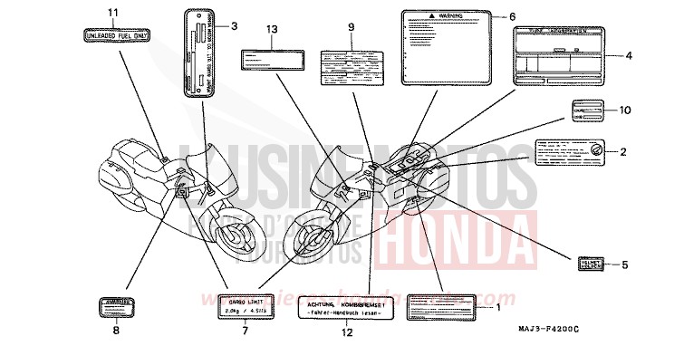 CAUTION LABEL for Pan-European TASMANIA GREEN ME (G142) from 1998