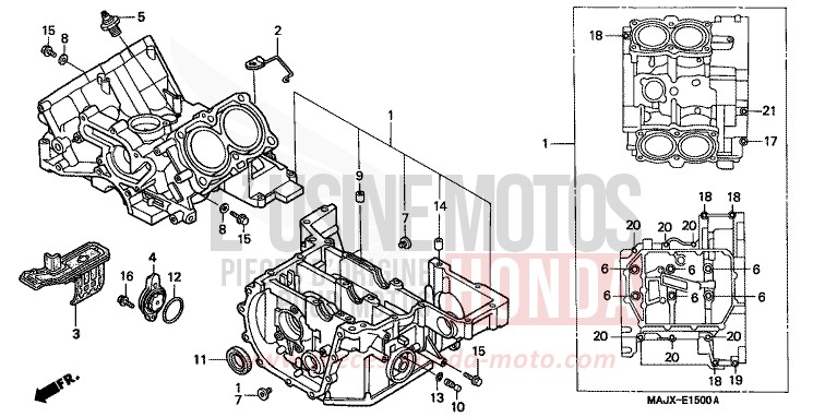 CRANKCASE for Pan-European MIDDY BLUE METTALIC (B162) from 1999