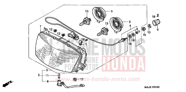 HEADLIGHT for Pan-European MIDDY BLUE METTALIC (B162) from 1999