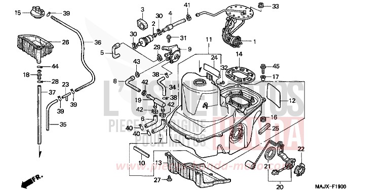 FUEL TANK for Pan-European MIDDY BLUE METTALIC (B162) from 1999
