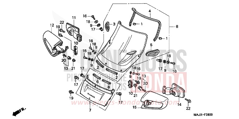 WIND SCREEN for Pan-European MIDDY BLUE METTALIC (B162) from 1999