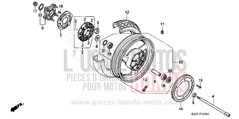 REAR WHEEL (ST1100) for Pan-European CANDY GRACEFUL RED-U (R151) from 2000