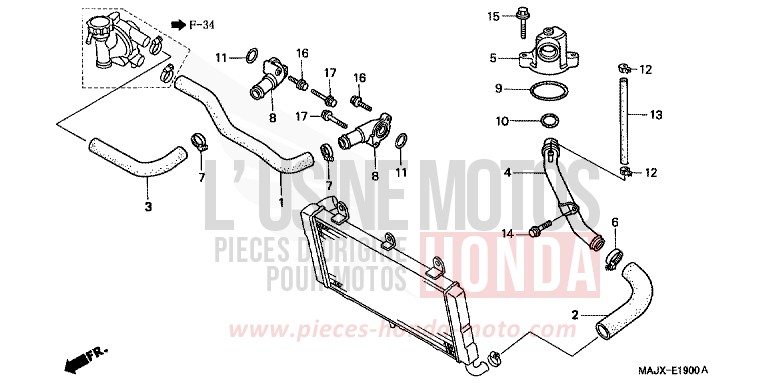 WATER PIPE for Pan-European MIDDY BLUE METTALIC (B162) from 2000