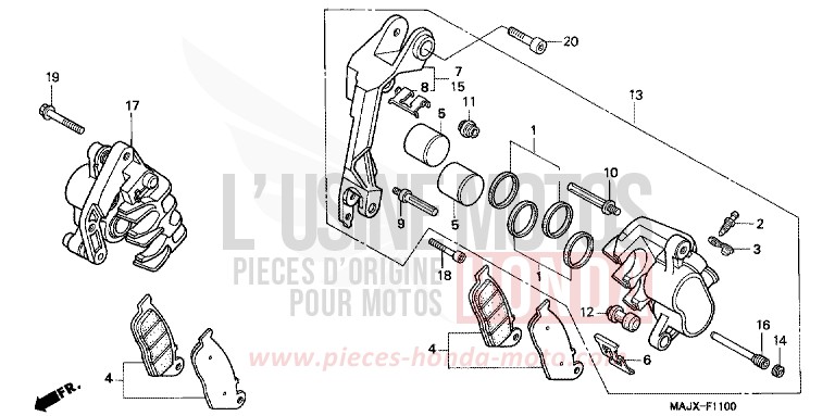 FRONT BRAKE CALIPER (ST1100) for Pan-European MIDDY BLUE METTALIC (B162) from 2000