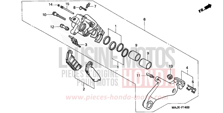 REAR BRAKE CALIPER (ST1100) for Pan-European MIDDY BLUE METTALIC (B162) from 2000