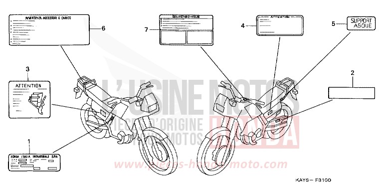 CAUTION LABEL for Transcity PEARL ATLANTIS BLUE (B142H) from 1995
