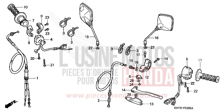 HANDLE LEVER/SWITCH/CABLE for Transcity VERNIER GRAY METALLIC (NH168B) from 1995