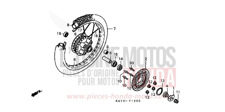 REAR WHEEL for Transcity RADIANT RED METALLIC (R218K) from 1997