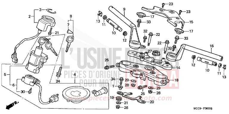 HANDLE PIPE/TOP BRIDGE for CB1100SF BLACK (NH1) from 2001