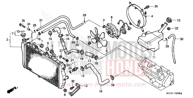 RADIATOR for CB1100SF BLACK (NH1) from 2001