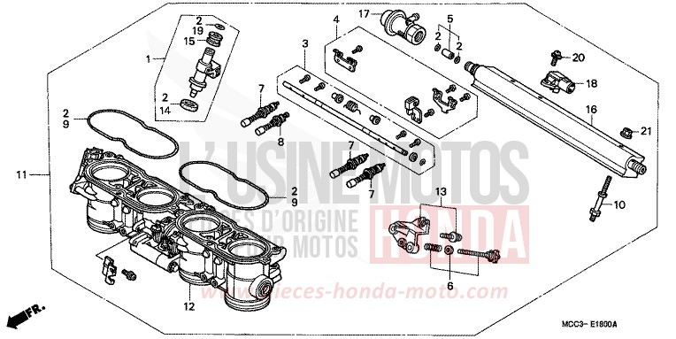 THROTTLE BODY for CB1100SF CANDY TAHITIAN BLUE (PB215) from 2001