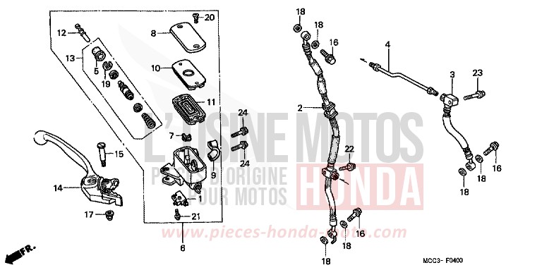 FR. BRAKE MASTER CYLINDER for CB1100SF CANDY TAHITIAN BLUE (PB215) from 2001