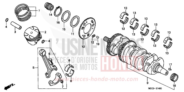 CRANKSHAFT/PISTON for CB1100SF PEARL FLASH YELLOW (Y163) from 2001