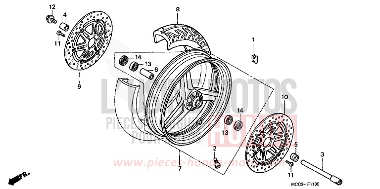 FRONT WHEEL for CB1100SF PEARL FLASH YELLOW (Y163) from 2001