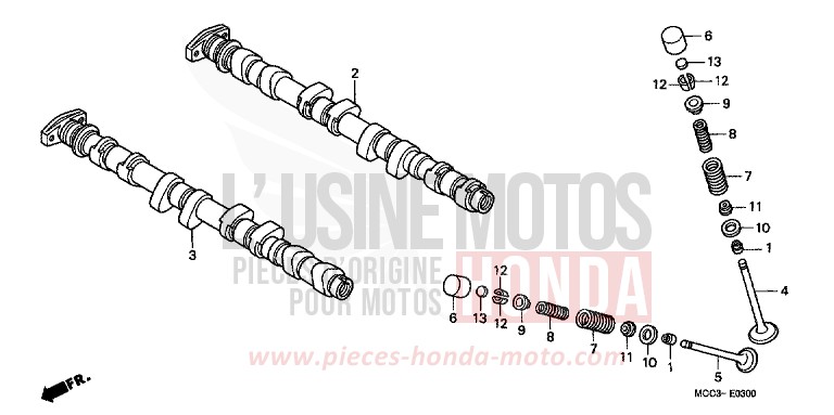 CAMSHAFT/VALVE for CB1100SF CANDY BLAZING RED (R195) from 2000