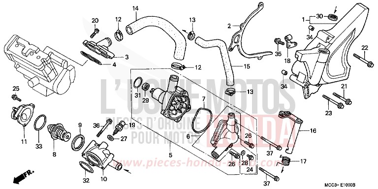 POMPA ACQUA per CB1100SF CANDY BLAZING RED (R195) del 2000