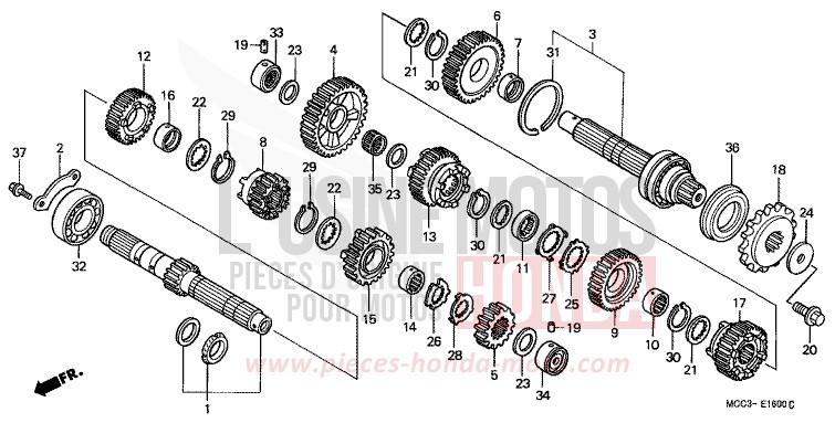 TRANSMISSION for CB1100SF CANDY BLAZING RED (R195) from 2000