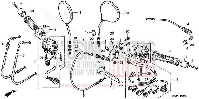 INTERRUTTORE/CAVO per CB1100SF CANDY BLAZING RED (R195) del 2000