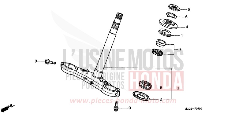 PIANTONE STERZO per CB1100SF CANDY BLAZING RED (R195) del 2000