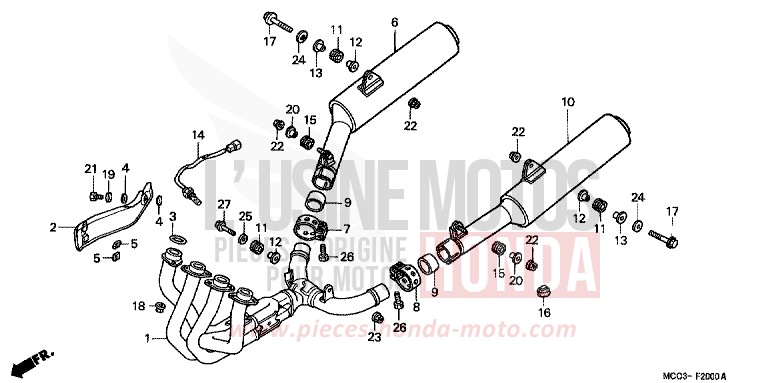 EXHAUST MUFFLER for CB1100SF CANDY BLAZING RED (R195) from 2000
