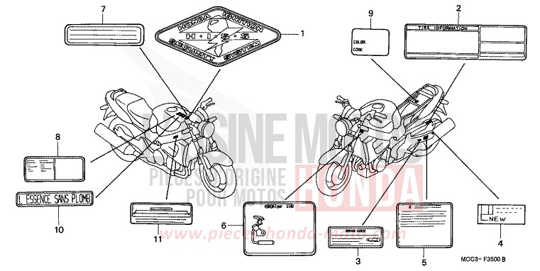 CAUTION LABEL for CB1100SF CANDY BLAZING RED (R195) from 2000