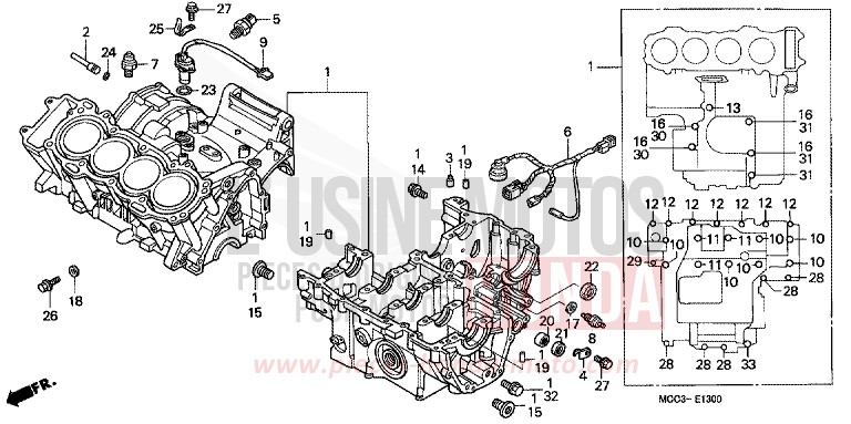 CRANKCASE for CB1100SF MUTE BLACK METALLIC (NH359) from 2000