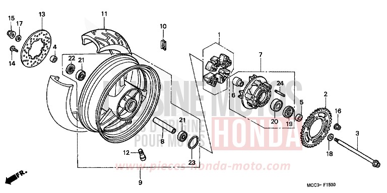 REAR WHEEL for CB1100SF MUTE BLACK METALLIC (NH359) from 2000