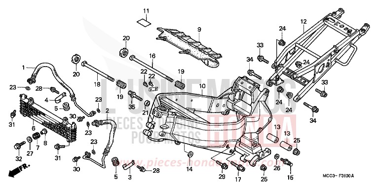 FRAME BODY/OIL COOLER for CB1100SF MUTE BLACK METALLIC (NH359) from 2000