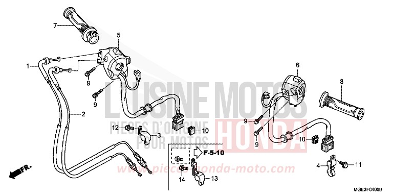 SWITCH/CABLE (VFR1200F) for VFR1200F CANDY PROMINENCE RED (R342) from 2010
