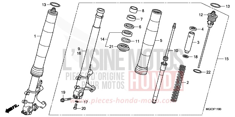 FRONT FORK for VFR1200F CANDY PROMINENCE RED (R342) from 2010