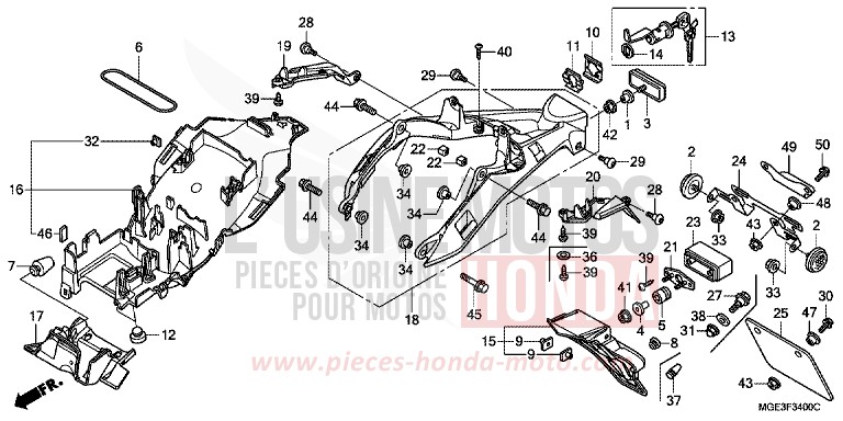 PARAFANGO POSTERIORE per VFR1200F CANDY PROMINENCE RED (R342) del 2010