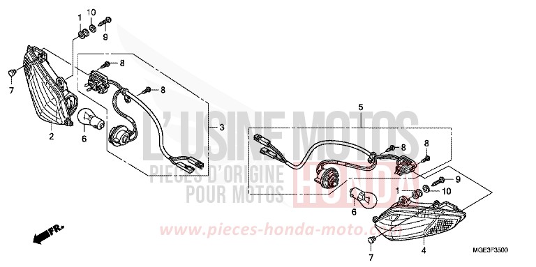 WINKER for VFR1200F CANDY PROMINENCE RED (R342) from 2010