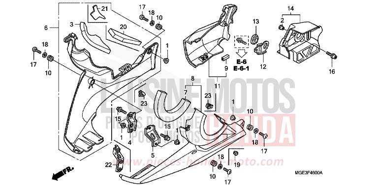 LOWER COWL for VFR1200F CANDY PROMINENCE RED (R342) from 2010