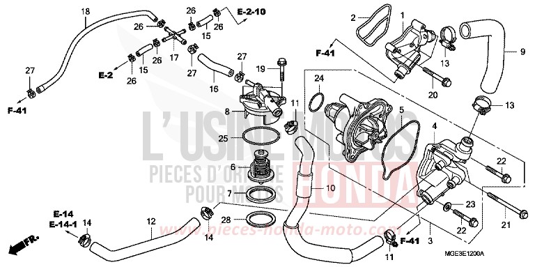 WATER PUMP for VFR1200F PEARL SUNBEAM WHITE (NHA66) from 2010