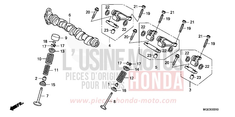 CAMSHAFT/VALVE (REAR) for VFR1200F SEAL SILVER METALLIC (NHA14) from 2010