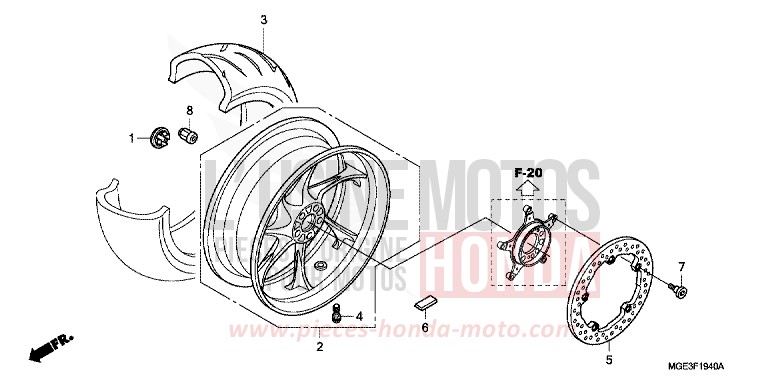 REAR WHEEL for VFR1200F SEAL SILVER METALLIC (NHA14) from 2010
