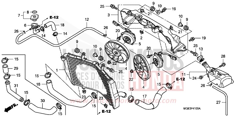 RADIATOR for VFR1200F SEAL SILVER METALLIC (NHA14) from 2010
